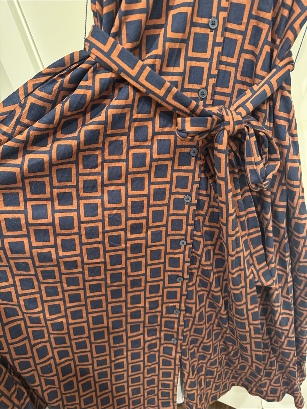 Boden Marcia jersey shirt maxi dress Brown and blue Grid Front button - Picture 8 of 9